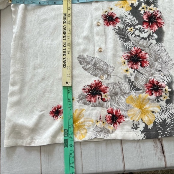 Tasso Elba Men’s White and Yellow Casual Button Down Shirt Floral Design Sz L - Picture 8 of 15